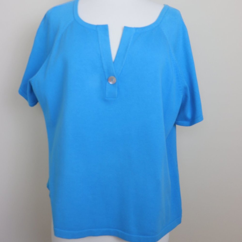 Talbots Turquoise Short Sleeve Sweater in 1X Petite